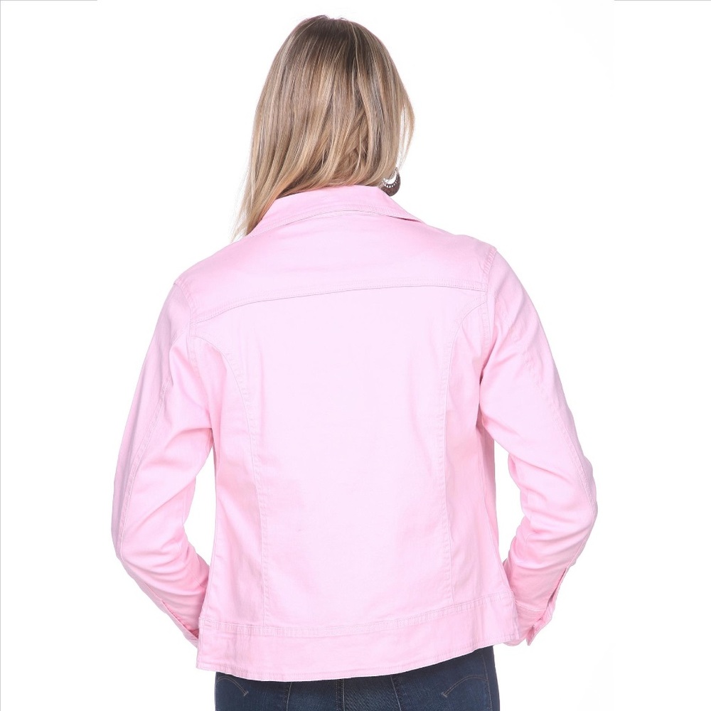 Rhinestone Button Jean Jacket - Pink - Picture 2 of 3